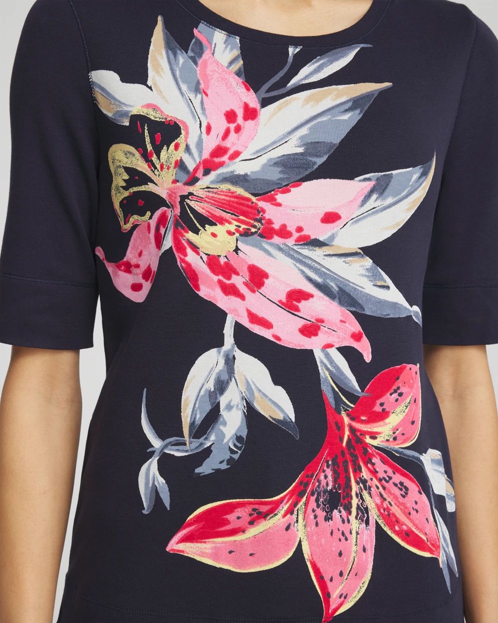 Floral Jewel Neck Tee