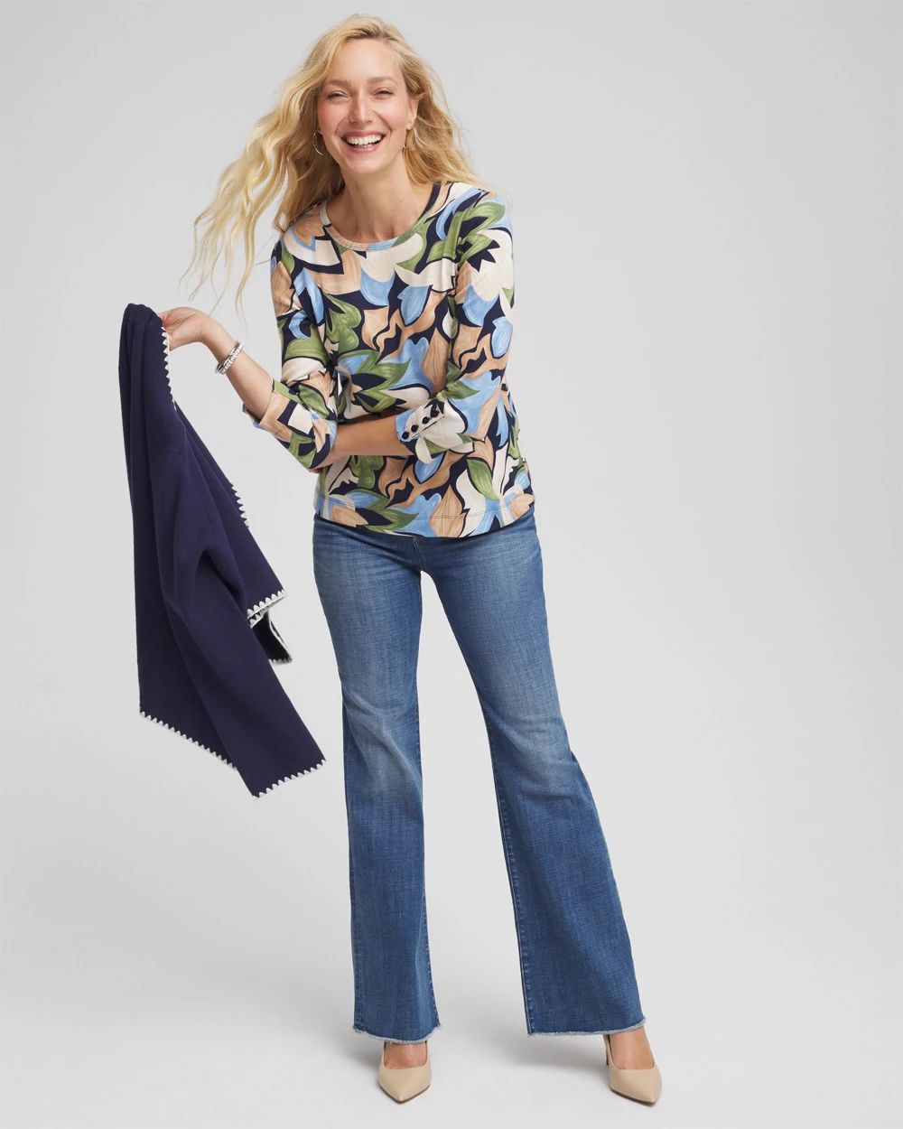 Mod Blooms Pima Button Tee click to view larger image.