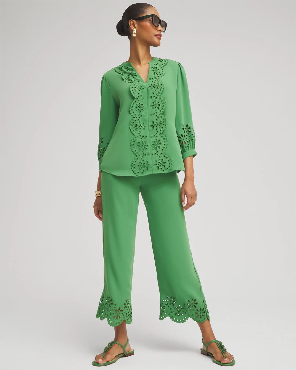 Petite Satin Eyelet Hem Culottes click to view larger image.