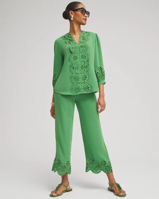 Petite Satin Eyelet Hem Culottes click to view larger image.