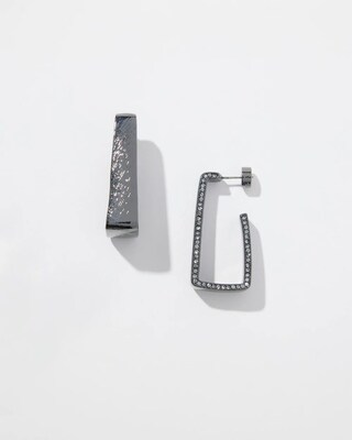 Hematite Tone Pavé Rectangle Hoops