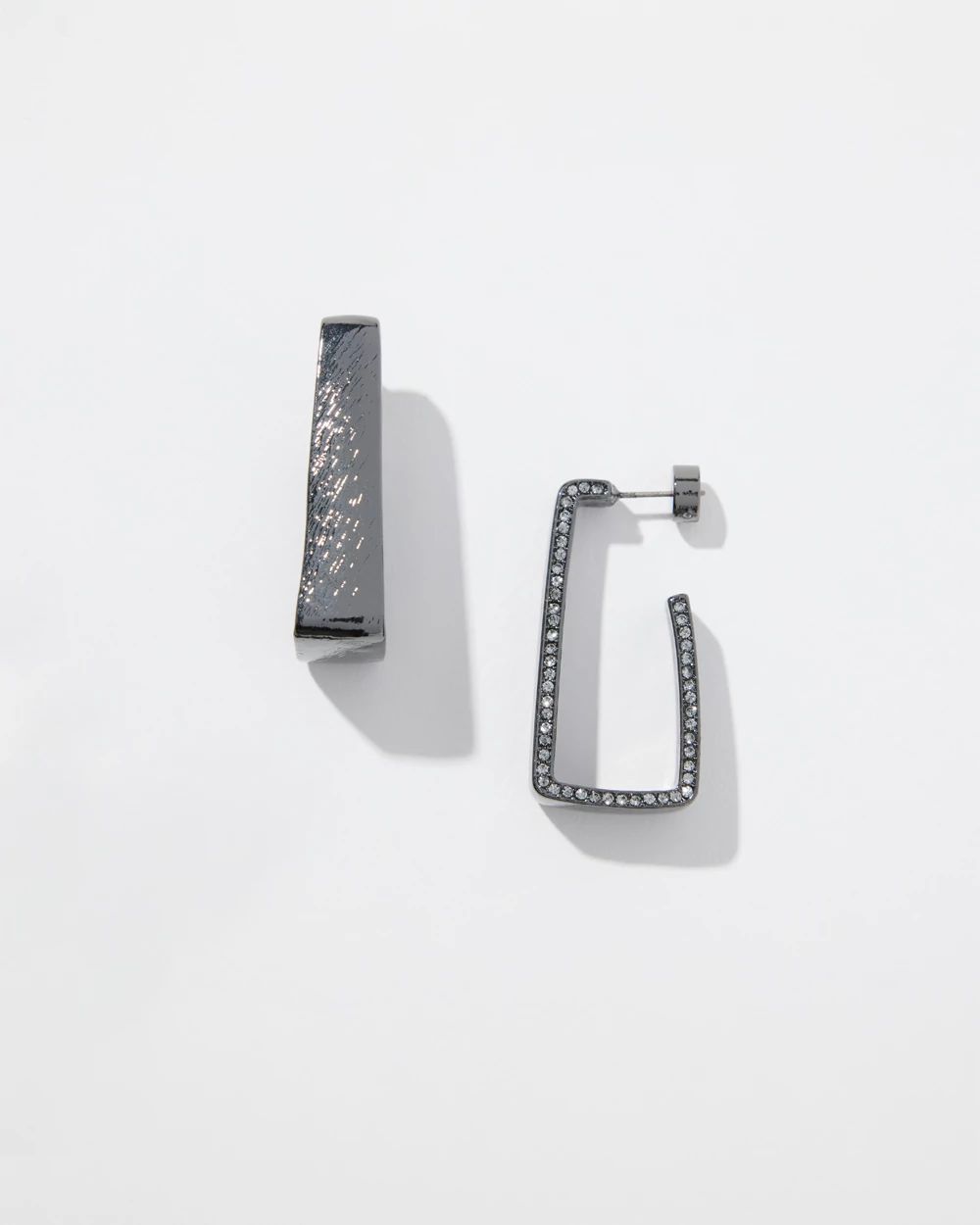 Hematite Tone Pavé Rectangle Hoops