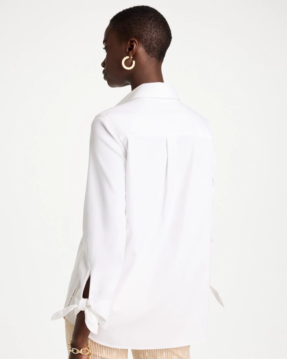 No Iron™ Stretch Poplin Tie-Cuff Shirt click to view larger image.