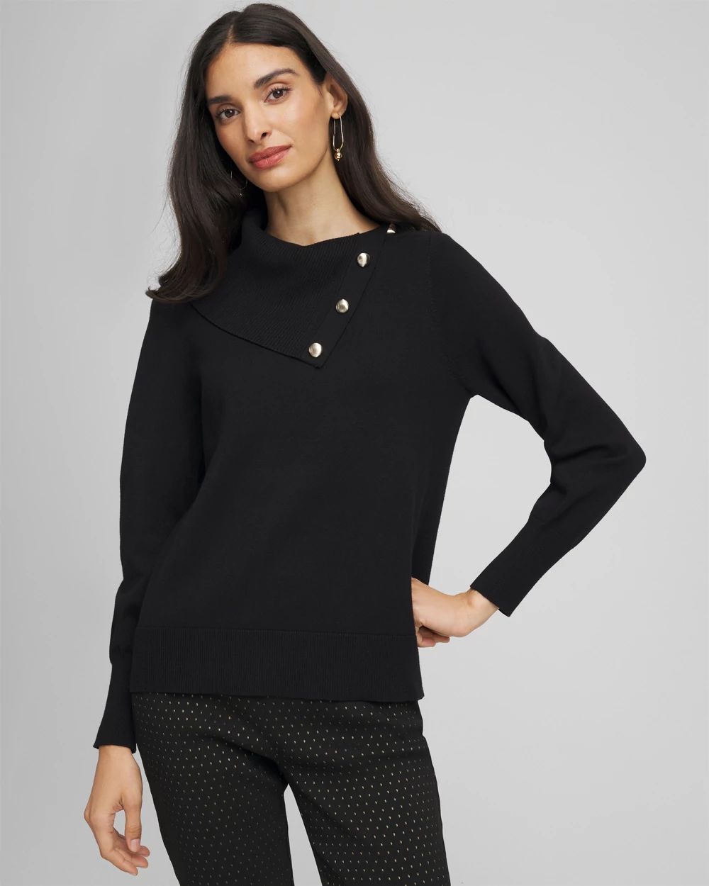 Button Envelope Neck Sweater