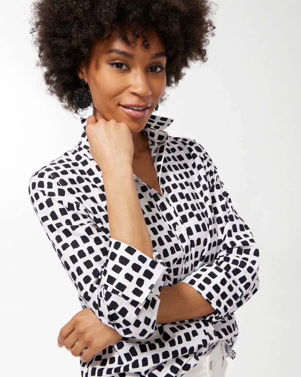 No Iron Stretch Square Dot Shirt