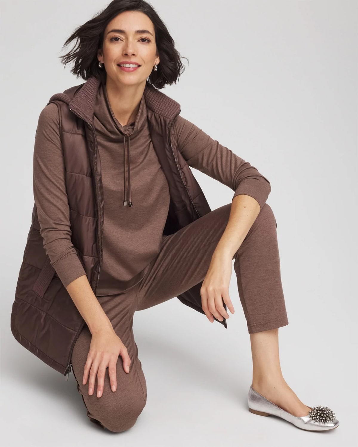 Chico's Cloud Cowlneck Top In Walnut In Brown