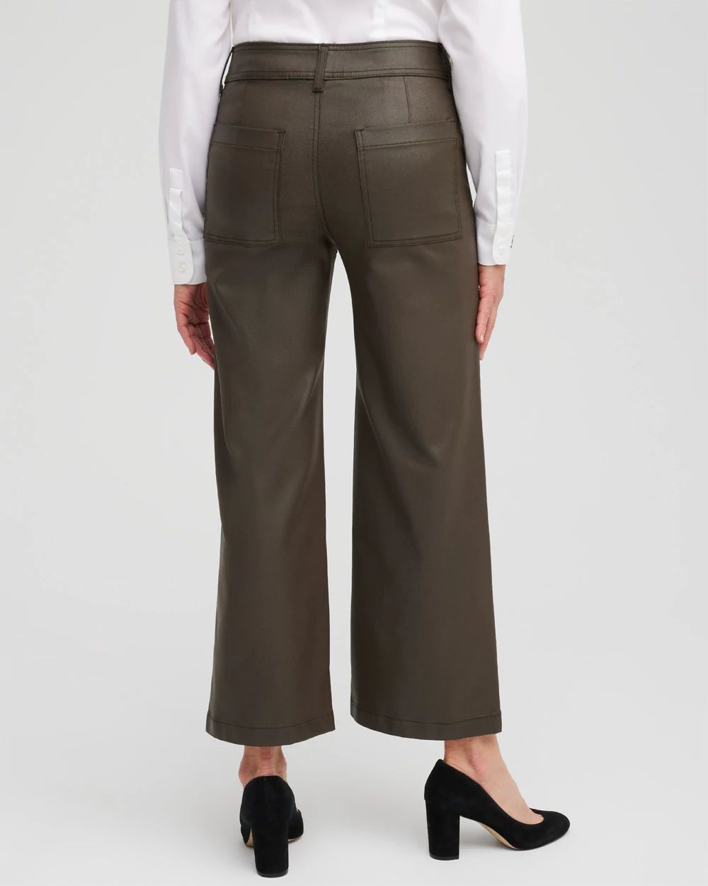 Coated Wide Leg Cropped Denim
