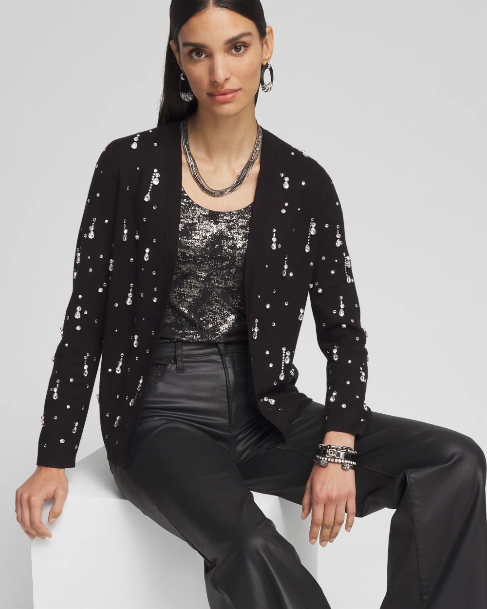Embellished Long-sleeve Cardigan