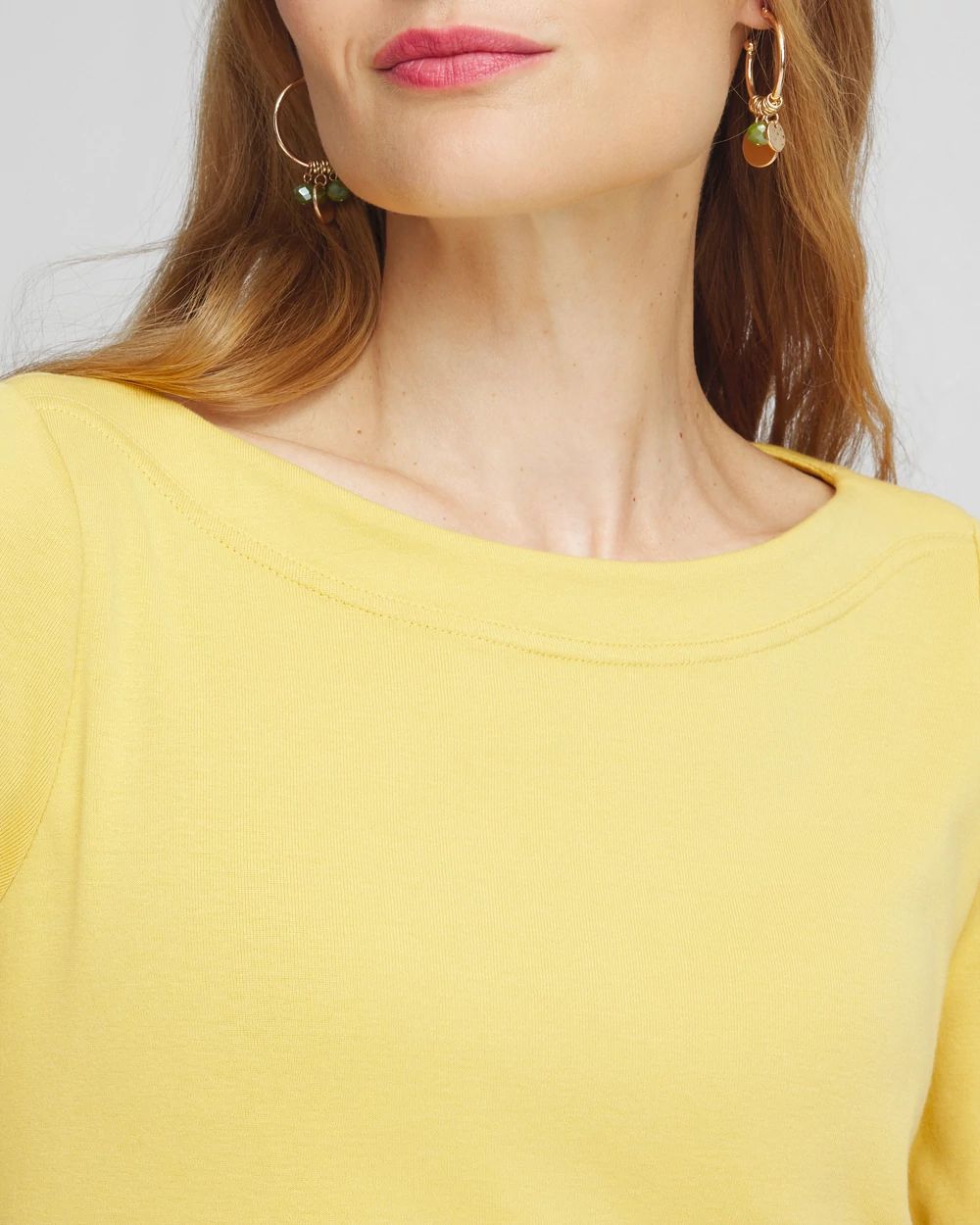 3/4 Sleeve Bateau Neck Tee click to view larger image.