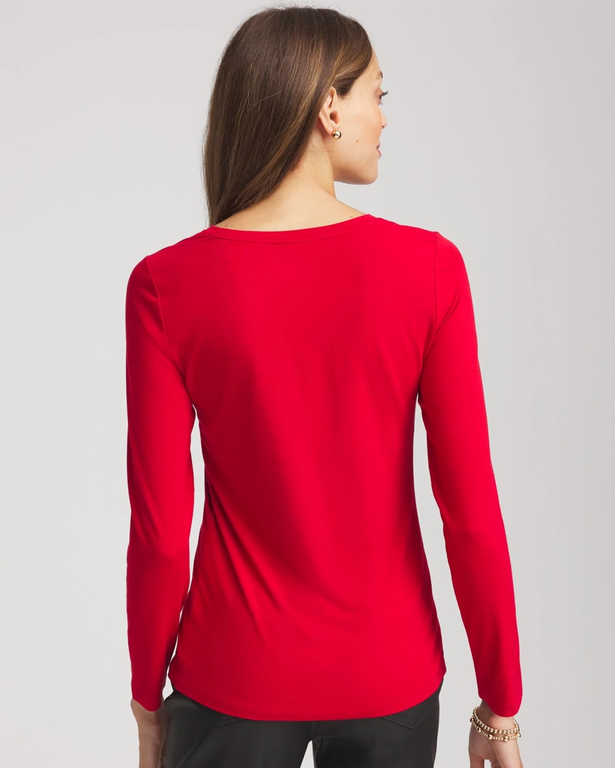 Chico's Touch Of Cool Layering Tee In Carmine Red In Red