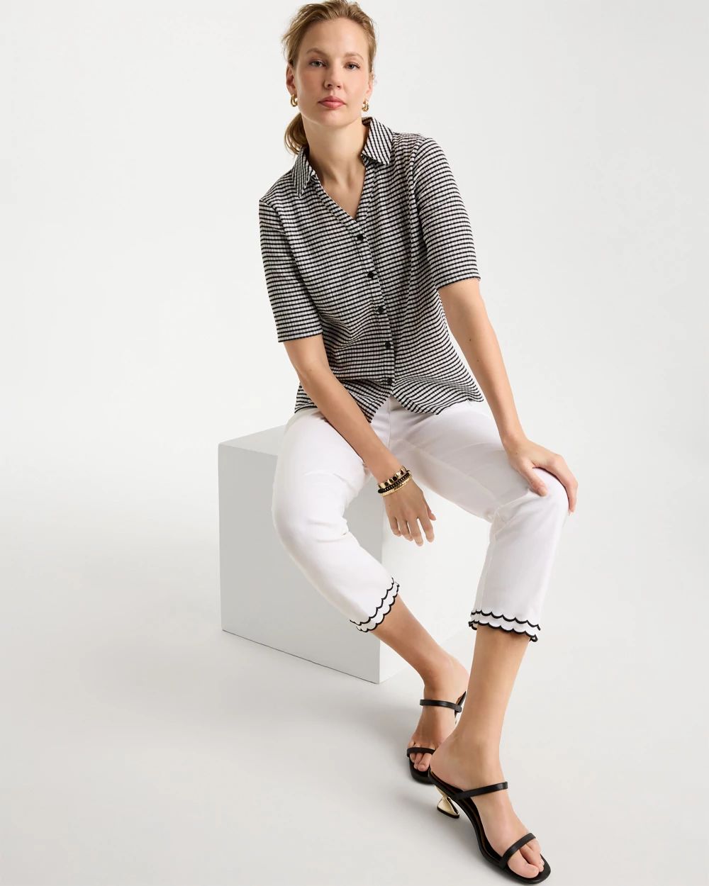 Gingham Textured Camp Tee click to view larger image.