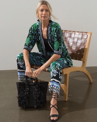 Linen-Blend Ikat Jacquard Kimono