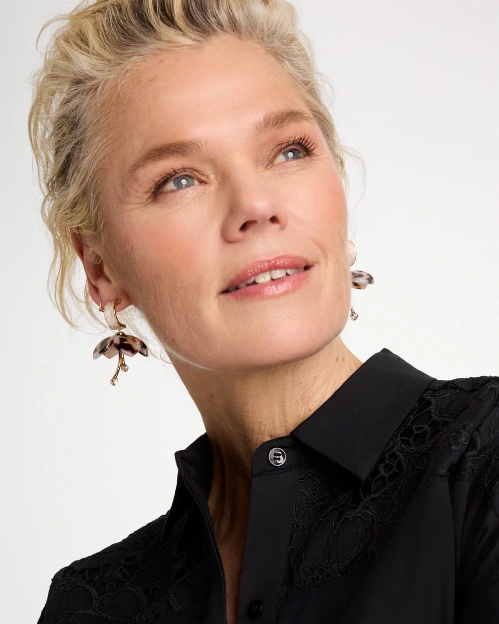 Tortoise Spider Lily Drop Earrings