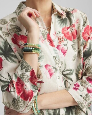 No Iron™ Garden Floral Linen Shirt click to view larger image.
