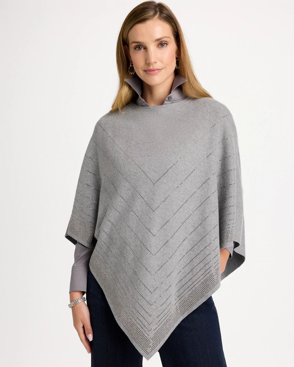 Embellished Sweater Poncho
