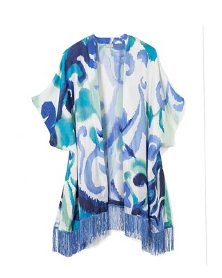 Silk Whimsical Scroll Ruana Wrap