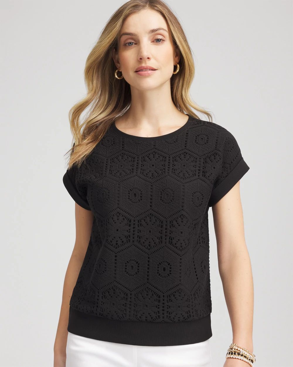Crocheted Cotton-Blend Shirt click to view larger image.