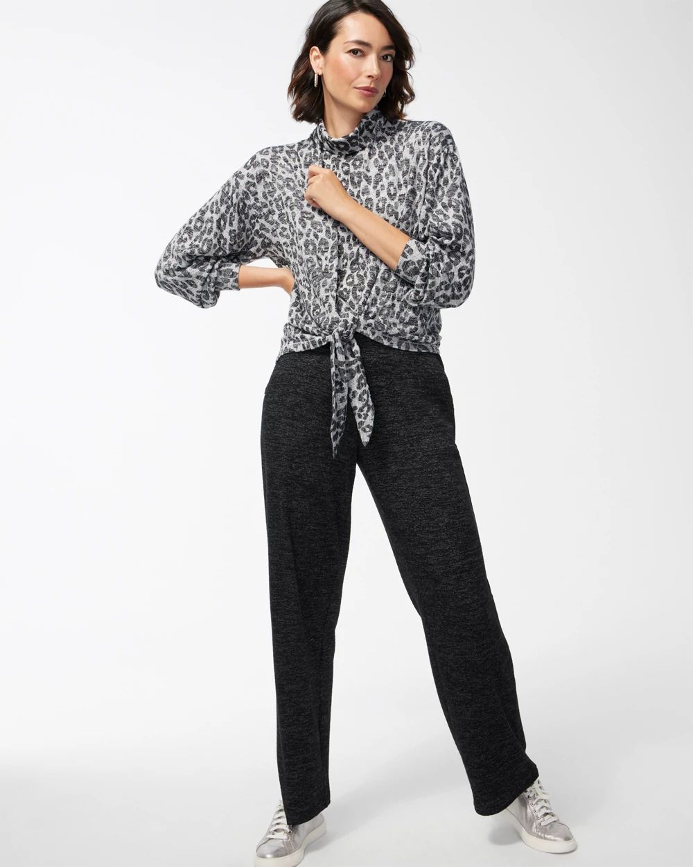 Zenergy Soft Essentials Printed Tie Front Cardigan