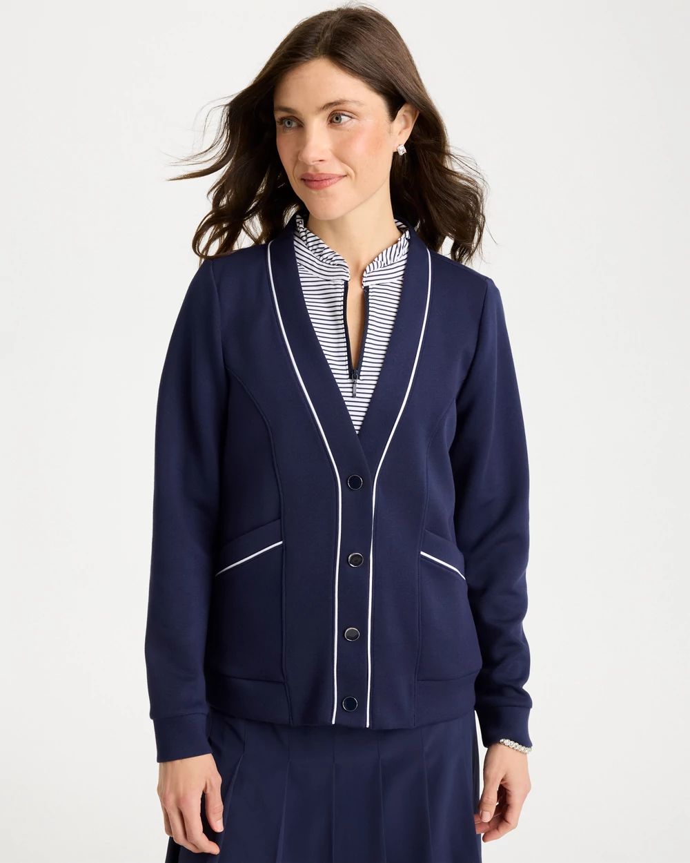 Zenergy® Soft Pique Button-Down Cardigan