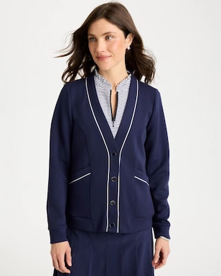Zenergy® Soft Pique Button-Down Cardigan