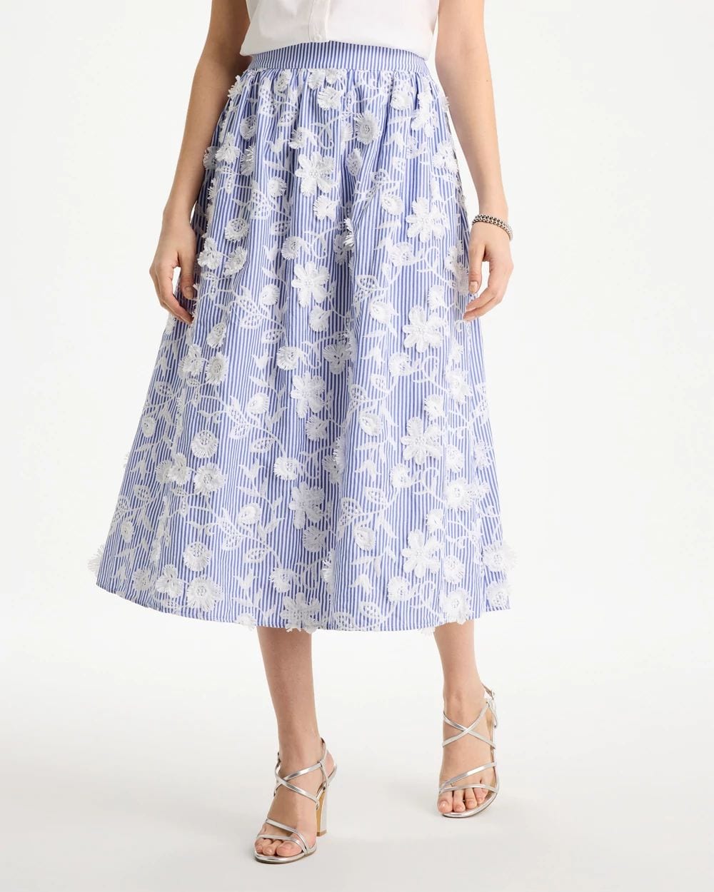 Cotton Embroidered Floral Skirt