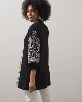 Eyelet Blouson Sleeve Kimono