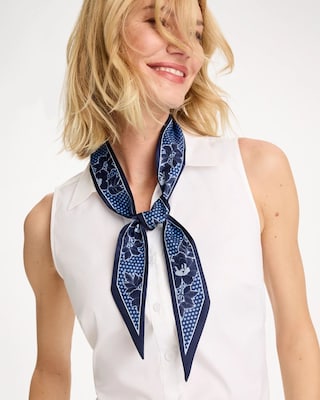 Ikebana Printed Skinny Scarf click to view larger image.