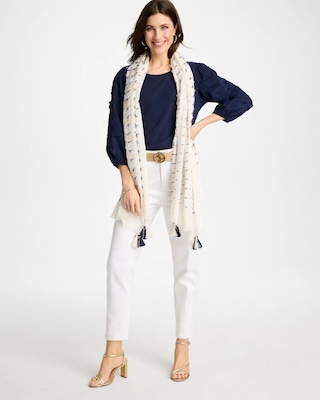 Fringe Oblong Scarf click to view larger image.