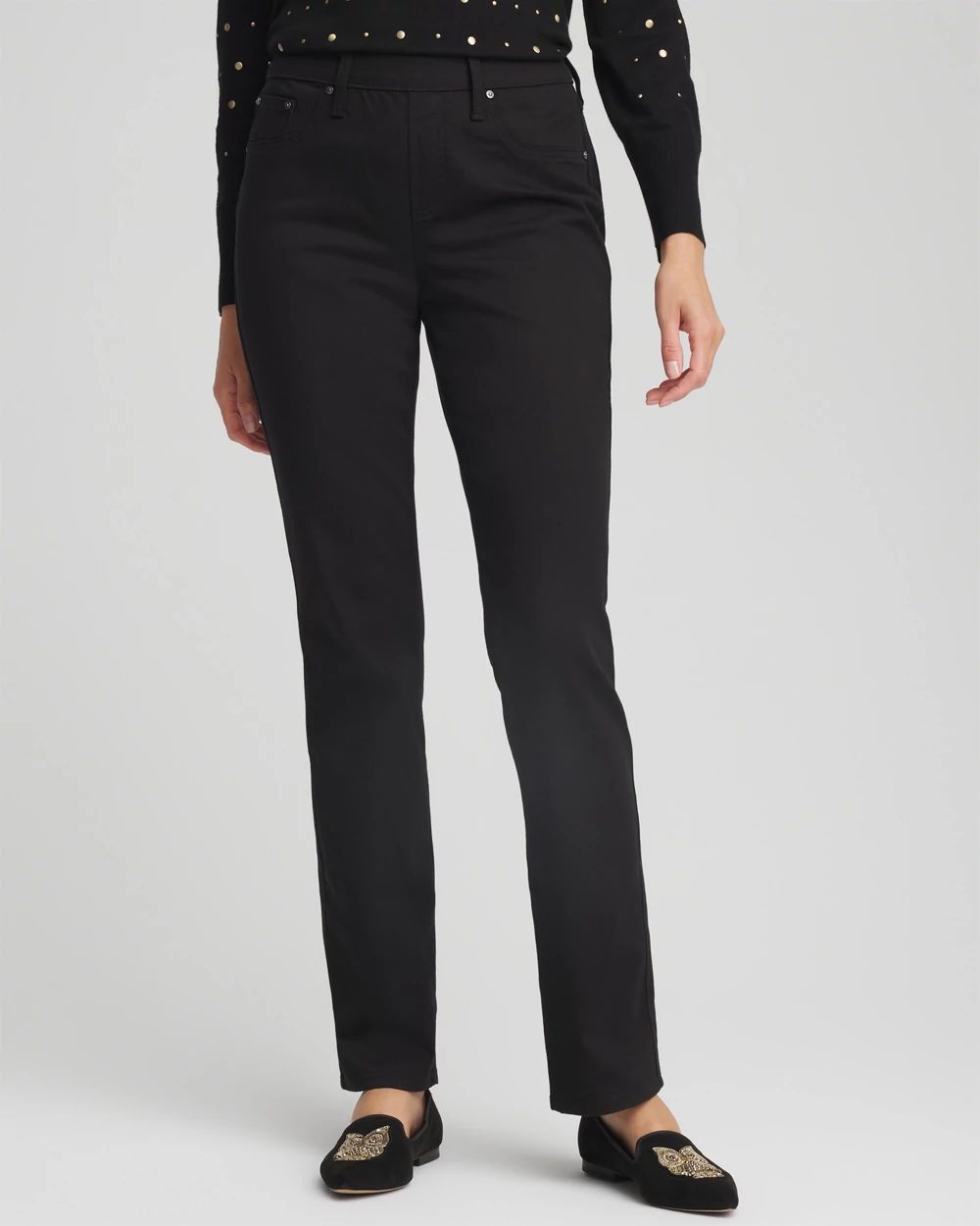Pull-On Straight-Leg Jeans