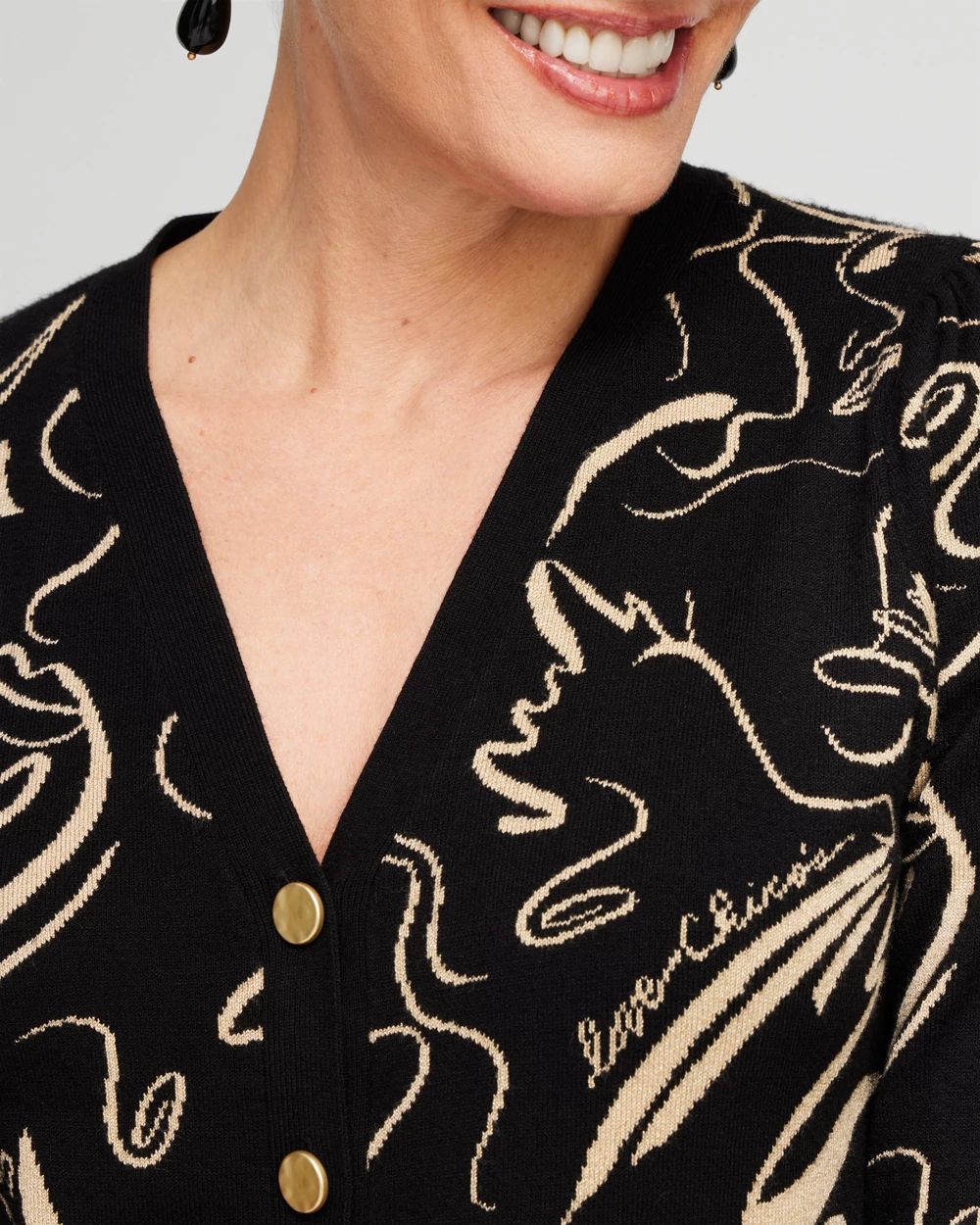 Lurex Button Front Cardigan