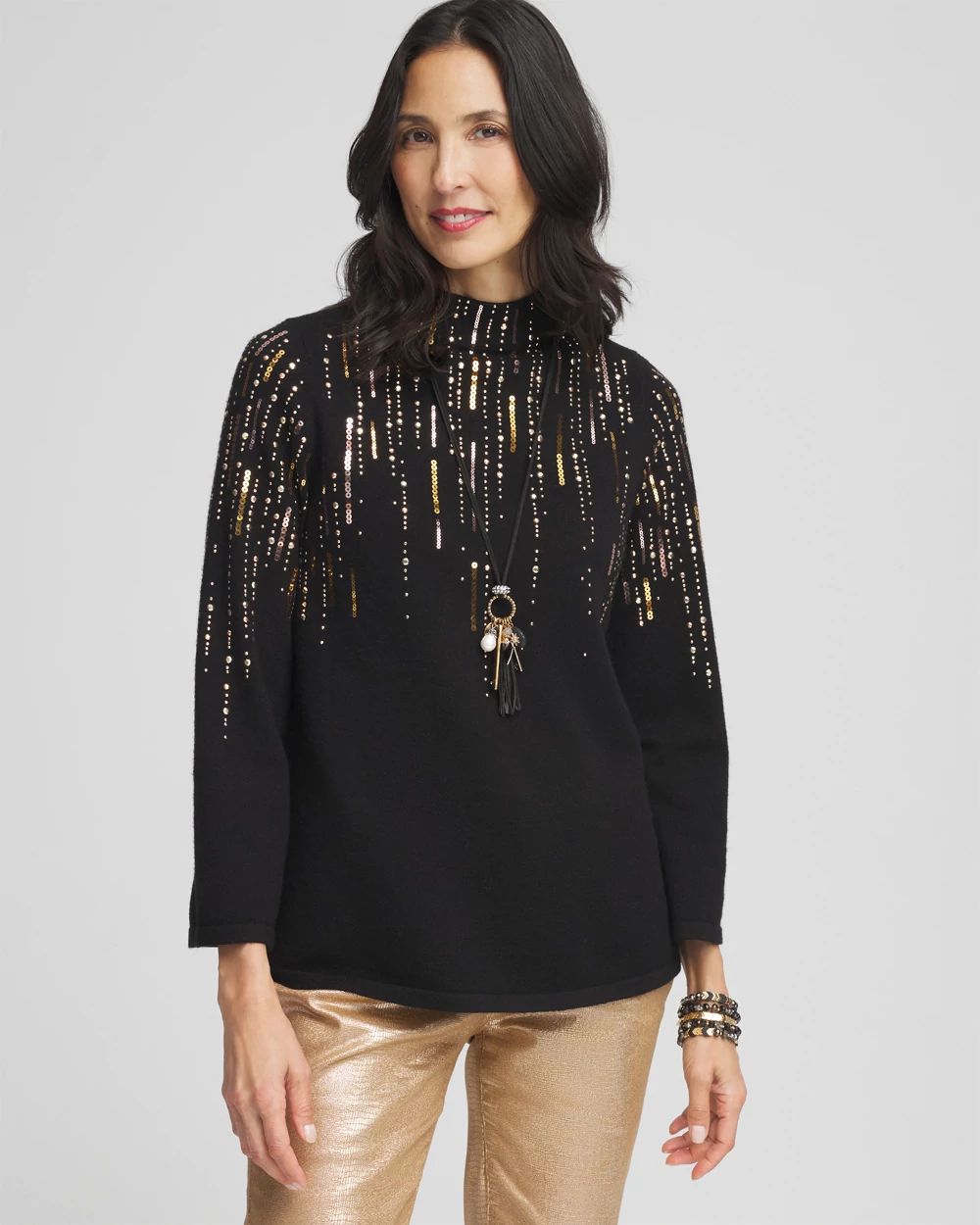 Ombré Sequin Pullover Sweater