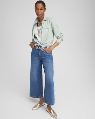 Split Cuff Denim Pocket Shirt