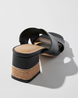 Leather Block Heel Slides