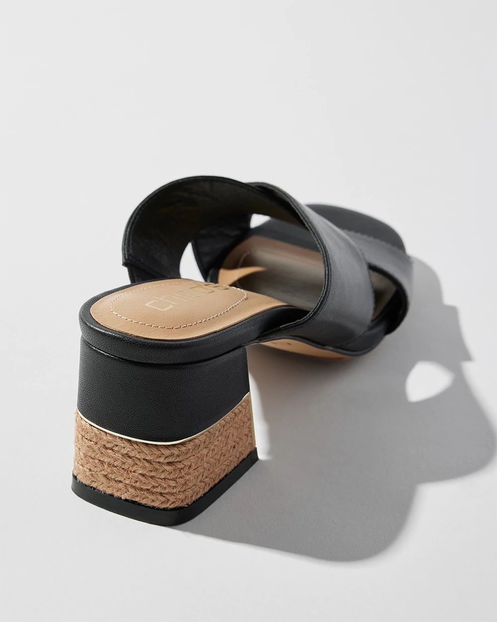 Leather Block Heel Slides