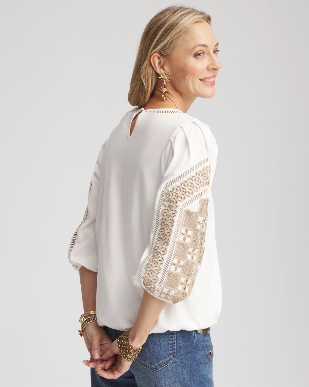 Bubble Hem Pleated Cotton Top