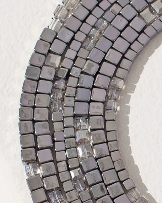 Silvertone & Faux Hematite Necklace