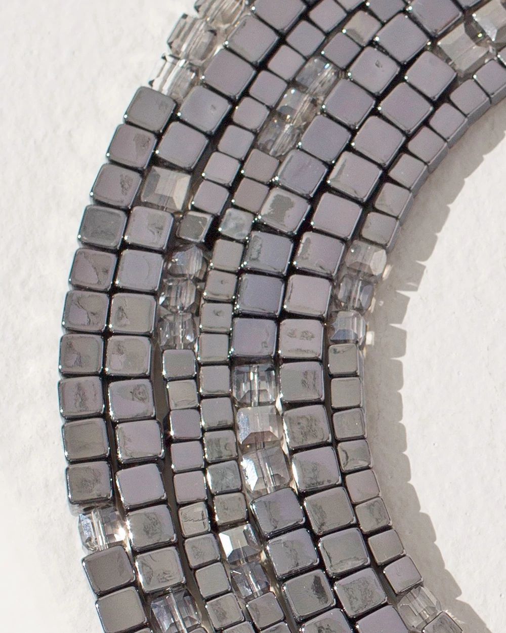 Silvertone & Faux Hematite Necklace