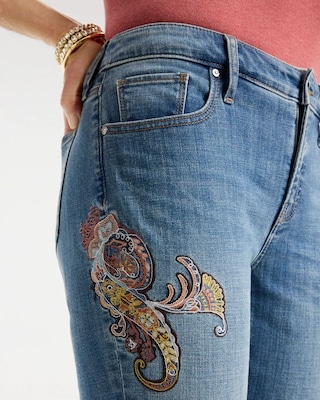 Girlfriend Slim Embroidered Ankle Jeans click to view larger image.