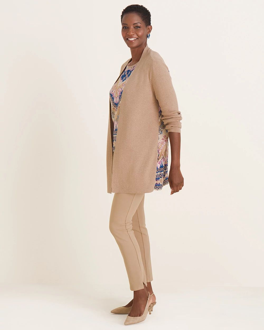 Woven-Back Cardigan