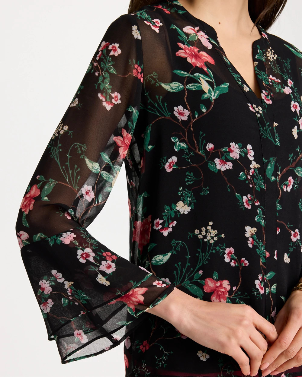 Georgette Ruffled Cuff Blouse