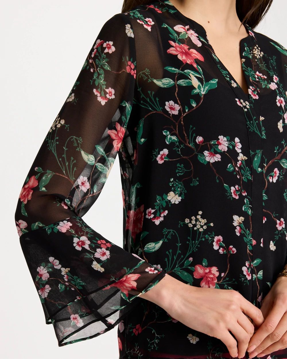 Georgette Ruffled Cuff Blouse