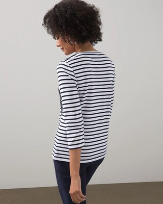 Sequin Palm Stripe Knit Tee