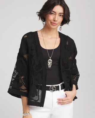 Cutwork Crochet-Lace Short Kimono
