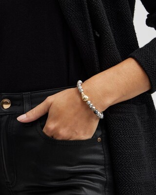 Shiny Black & Grey Stretch Bracelet
