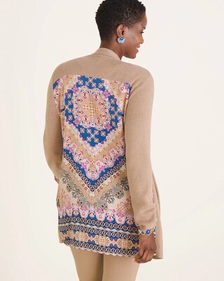 Woven-Back Cardigan