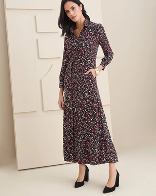 Heart Print Maxi Shirt Dress