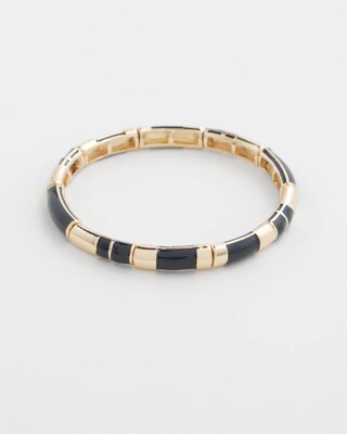 Navy Enamel Stretch Bracelet
