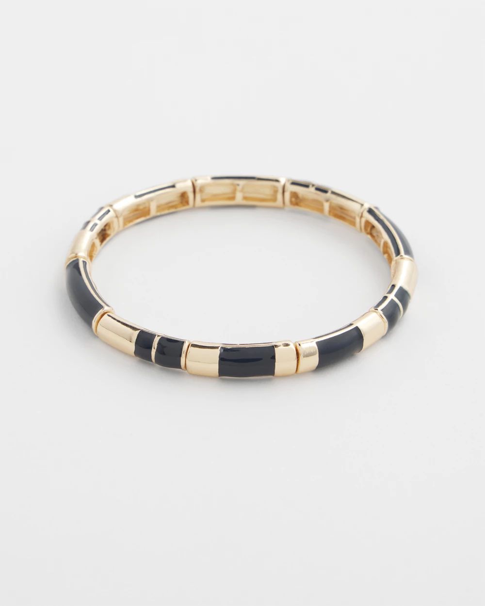 Navy Enamel Stretch Bracelet
