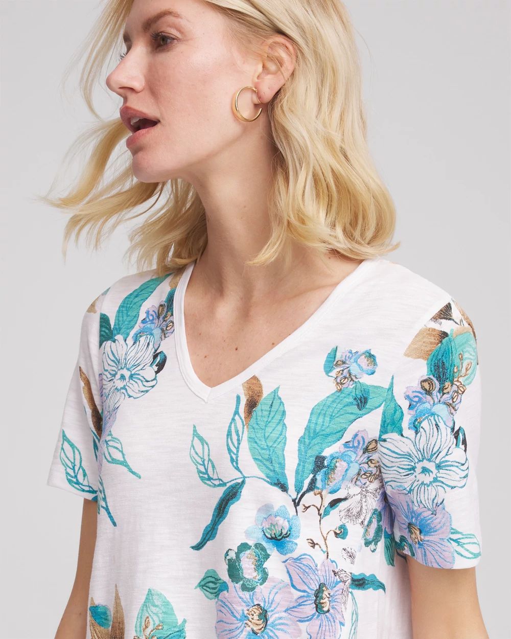 Floral Short Sleeve Forward-Seam Tee