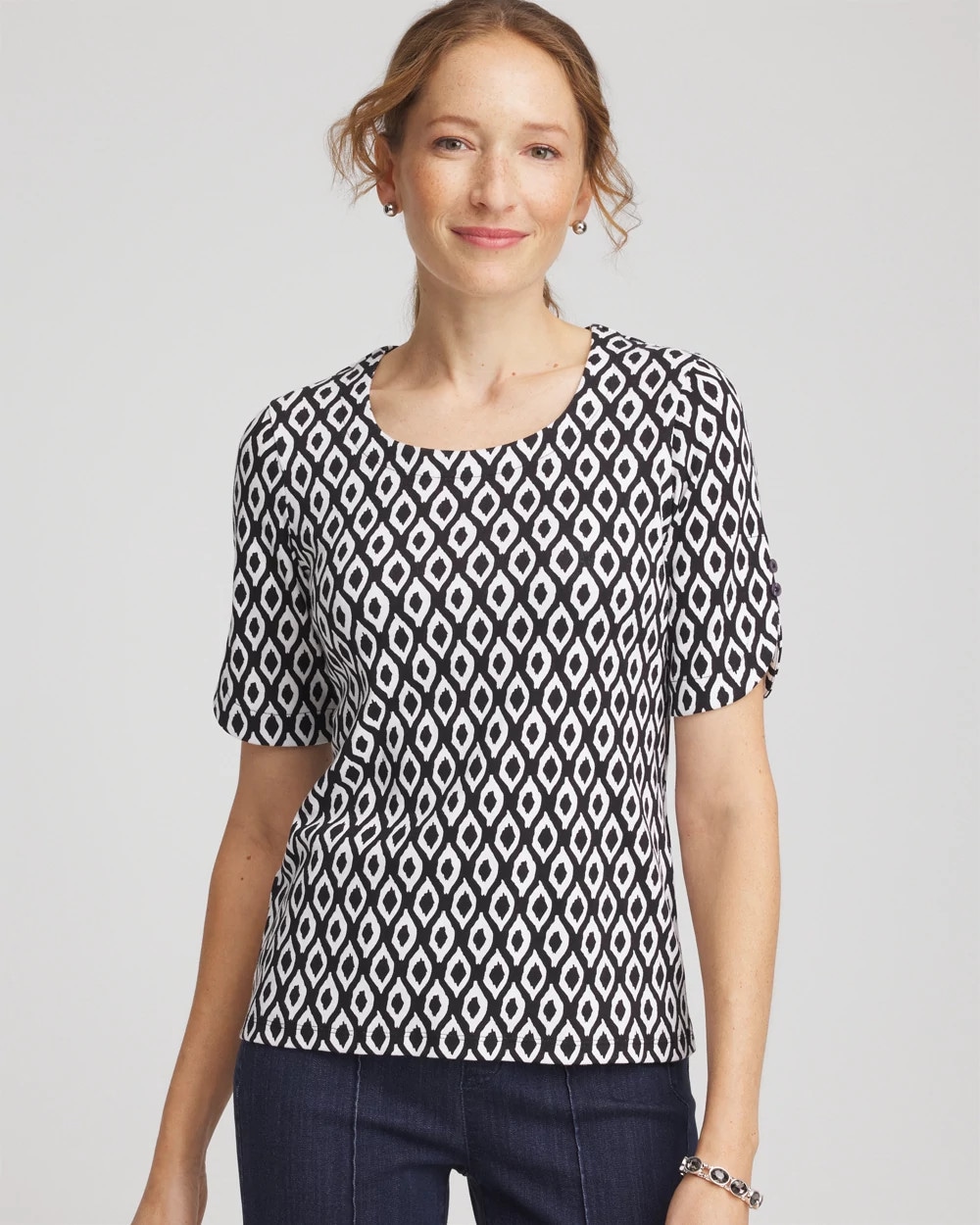 Printed Pima Elbow Sleeve Tee